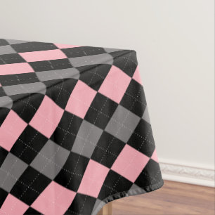 Nappe Jacquard gris noir rose rétro