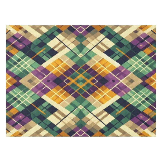 Nappe Jacquard Mardi Gras jaune violet vert (Devant (Horizontal))