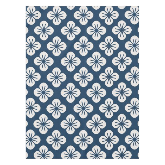 Nappe Japanese Navy Blue Ivory Floral Geometric Pattern (Devant)