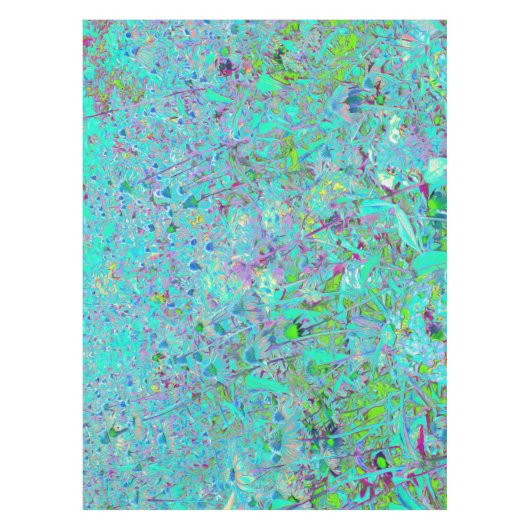 Nappe Jardin à fleurs vert et violet Abstrait Aqua (Devant)