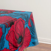 Nappe Jardin de pavot rouge sur bleu (In Situ)