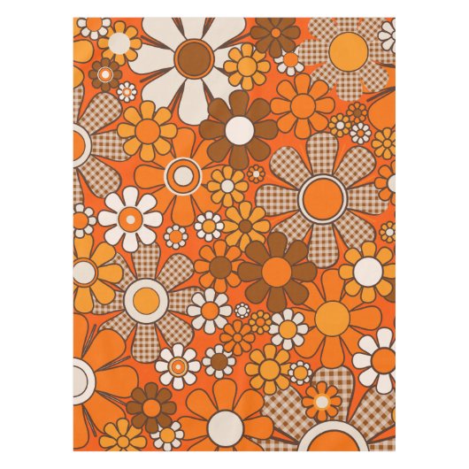 Nappe Jardin rétro En vichy Fleurs 60s les années 70 Flo (Devant)