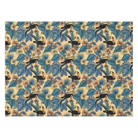 Nappe Jardin toucan en jaune et bleu (Devant (Horizontal))