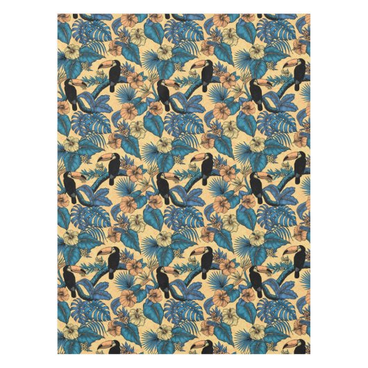 Nappe Jardin toucan en jaune et bleu (Devant)