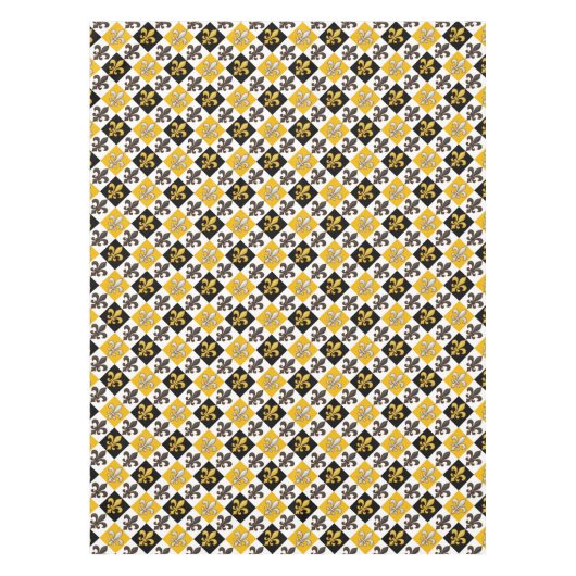 Nappe Jaune Blanc À damiers Fleur de lis Design (Devant)