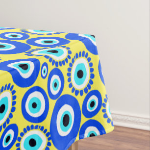 Nappe Jaune Bleu Grec OE Motif coloré