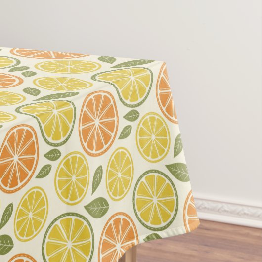 Nappe Jaune citron orange Motif blanc (In Situ)