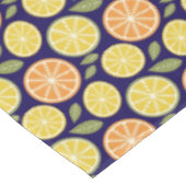 Nappe Jaune citron orange motif bleu (Angle)