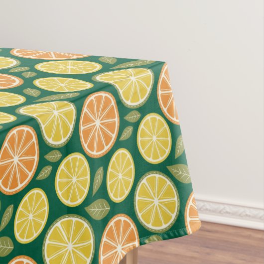 Nappe Jaune citron orange Motif vert (In Situ)