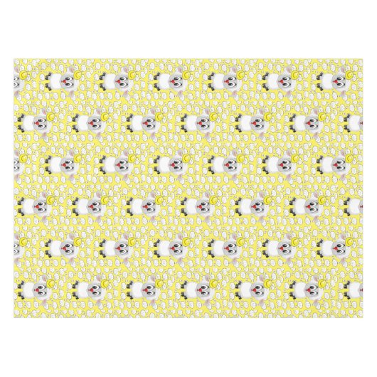 Nappe Jaune Mouton Blanc Nuages Soleil (Devant (Horizontal))