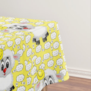 Nappe Jaune Mouton Blanc Nuages Soleil
