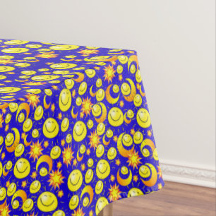Nappe Jaune Orange Étoiles Soleil Lune Bleu