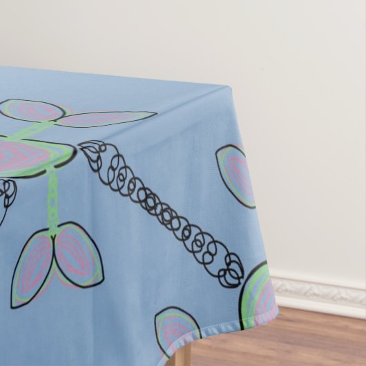 Nappe Jimette Design rose vert noir sur bleu (In Situ)