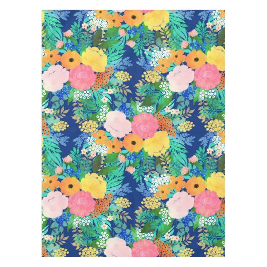 Nappe Joli bleu rose Fleurs Boho Design (Devant)