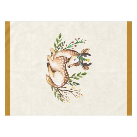 Nappe Joli Cerf Aquarellé Posé En Bas Boho (Devant (Horizontal))