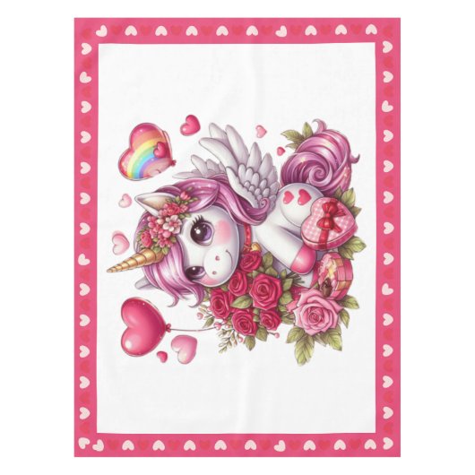 Nappe Joli licorne de la Saint-Valentin (Devant)