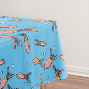 Nappe Joli motif caricature de calmar rose