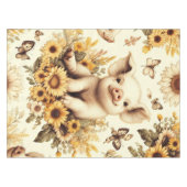 Nappe Joli Motif de cochon de tournesol Vintage (Devant (Horizontal))