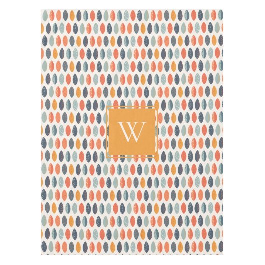 Nappe Joli Motif de Monogramme Botanique Bleu Bleu Orang (Devant)