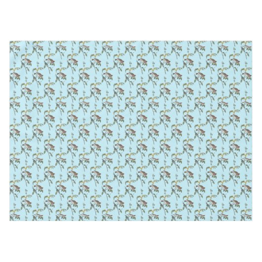 Nappe Jolis Oiseaux Sur Branches Turquoise Printemps (Devant (Horizontal))