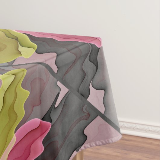 Nappe Joy, Vert rose Anthracite Imaginaire Fleur Fractal (In Situ)