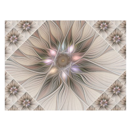 Nappe Joyeuse Fleur Abstrait Beige Brown Floral Fractal (Devant (Horizontal))