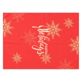 Nappe Joyeuses fêtes Noël or flocons rouges (Devant (Horizontal))