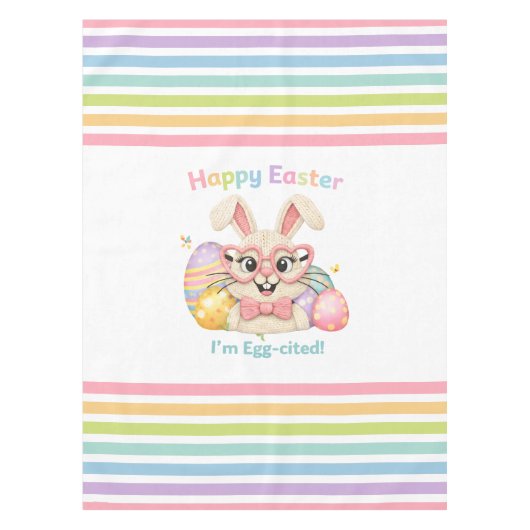 Nappe Joyeuses Pâques Je suis Excité Lapin (Devant)