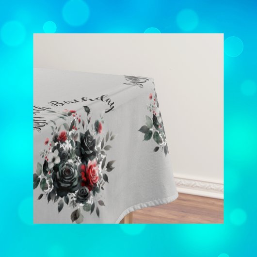 Nappe Joyeux 50e anniversaire Roses rouge et noir |