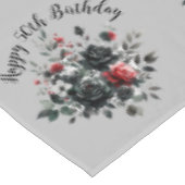 Nappe Joyeux 50e anniversaire Roses rouge et noir | (Angle)