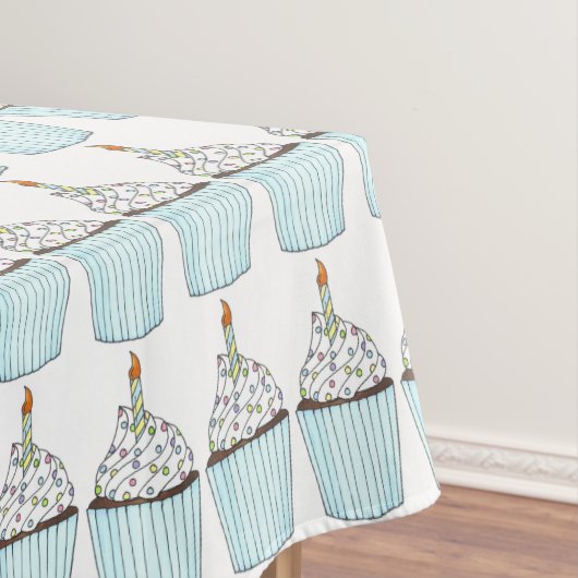 Nappe Joyeux Anniversaire Cake bleu Cupcake Bougies (In Situ)