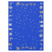 Nappe Joyeux et lumineux Noël en argent et bleu | (Devant)