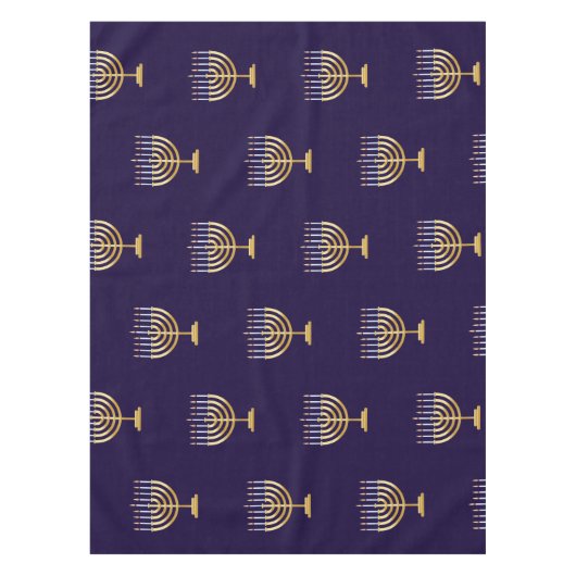 Nappe Joyeux Hanoukka Ménorah d'or bleu juif (Devant)