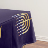 Nappe Joyeux Hanoukka Ménorah d'or bleu juif (In Situ)