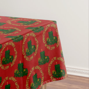 Nappe Joyeux, Lumineuse, Bougie verte Xmas 60x84po