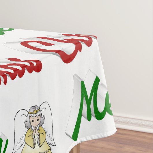 Nappe Joyeux Noël Angel rouge vert script (In Situ)