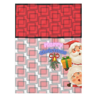 Nappe Joyeux Noël avec le Père Noël et Mme Claus 