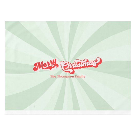 Nappe Joyeux Noël Calligraphie Script Retro Rouge Vert (Devant (Horizontal))