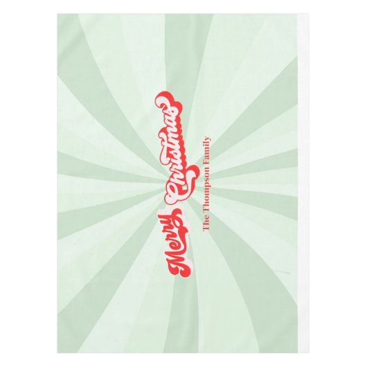 Nappe Joyeux Noël Calligraphie Script Retro Rouge Vert (Devant)