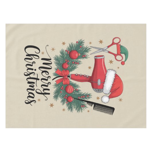 Nappe Joyeux Noël coiffeur coiffeur Xmas coiffure (Devant (Horizontal))