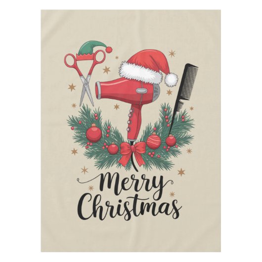 Nappe Joyeux Noël Coiffeur Coiffeuse Noël Cheveux (Devant)