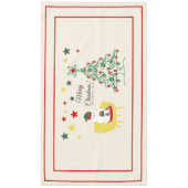 Nappe Joyeux Noël Joli Ours Blanc & Monogramme Arbre (Devant)