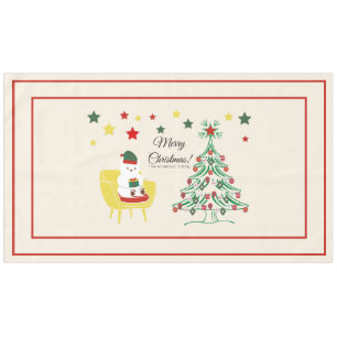 Nappe Joyeux Noël Joli Ours Blanc & Monogramme Arbre
