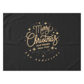 Nappe Joyeux Noël Joyeux Nouvel An Moderne Noir & Or (Devant (Horizontal))