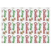 Nappe Joyeux Noël Reindeer rouge vert script (Devant (Horizontal))