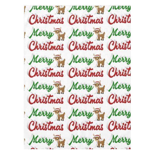 Nappe Joyeux Noël Reindeer rouge vert script (Devant)