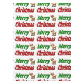 Nappe Joyeux Noël Reindeer rouge vert typographie (Devant)