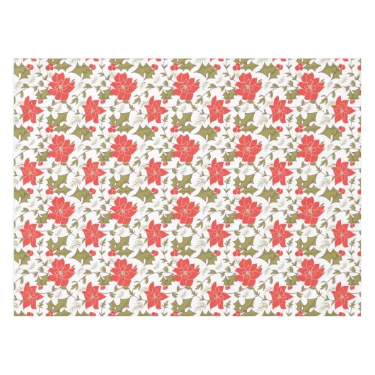Nappe Joyeux Noël rouge poinsettia vert eul (Devant (Horizontal))