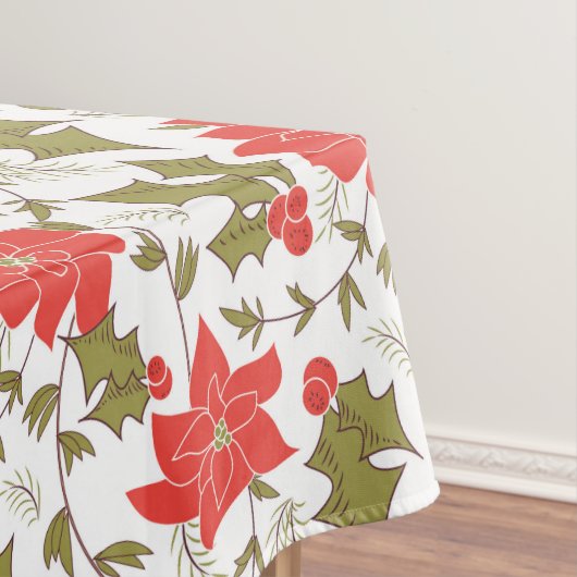 Nappe Joyeux Noël rouge poinsettia vert eul (In Situ)