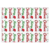 Nappe Joyeux Noël Santa Chapeau rouge vert script (Devant (Horizontal))